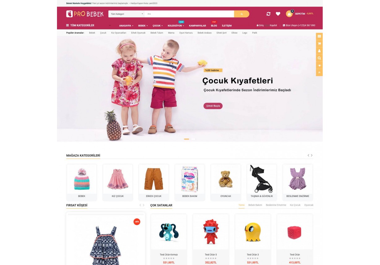 Opencart Bebek Giyim Oyuncak Site Teması
