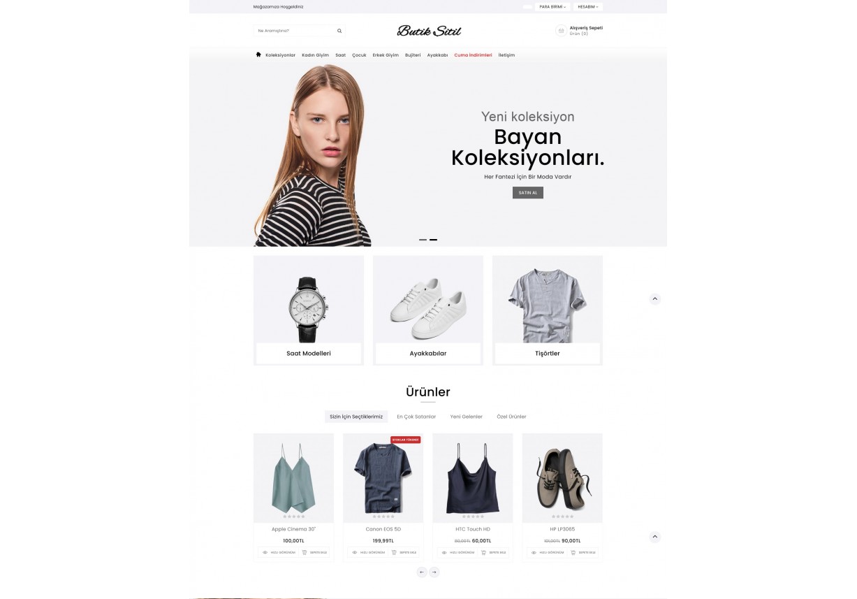 Opencart Butik Ayakkabı Çanta Satış Teması