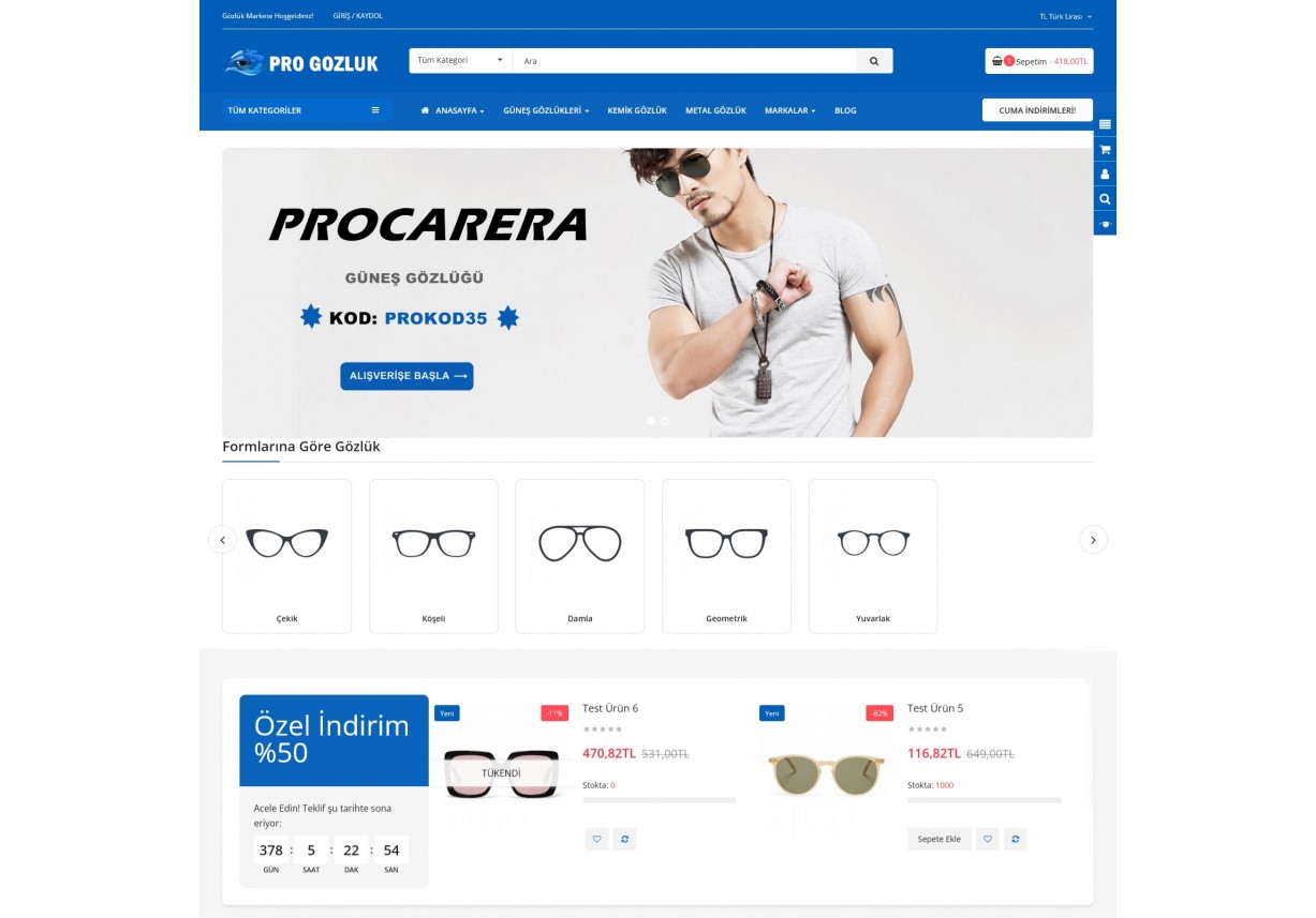 Pro Gözlükçü Teması Opencart 3.x