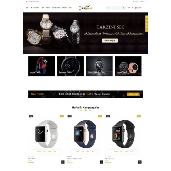 Opencart Saat Market Teması