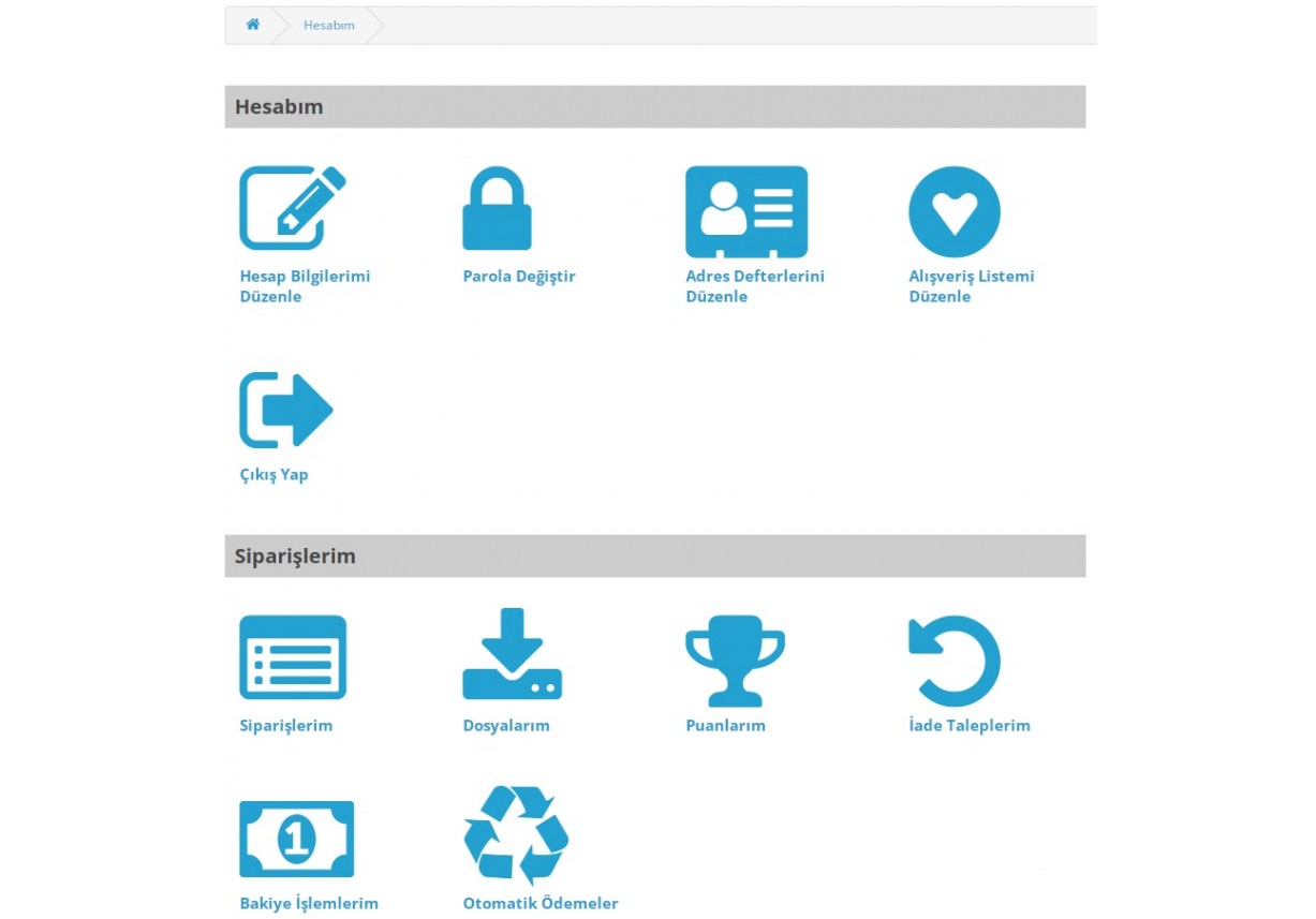 Müşteri Hesap Sayfası Özel Tasarım