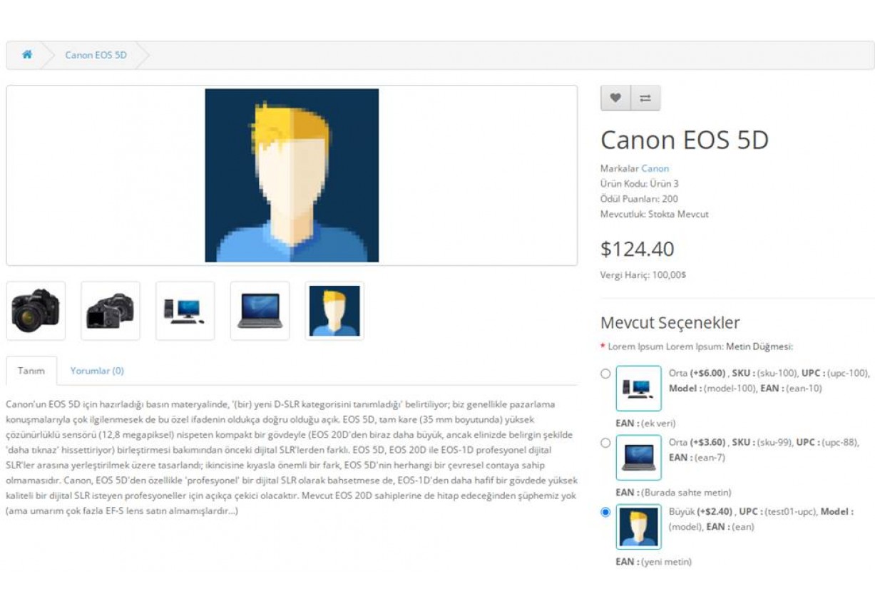 OpenCart Ürün Seçeneği Pro