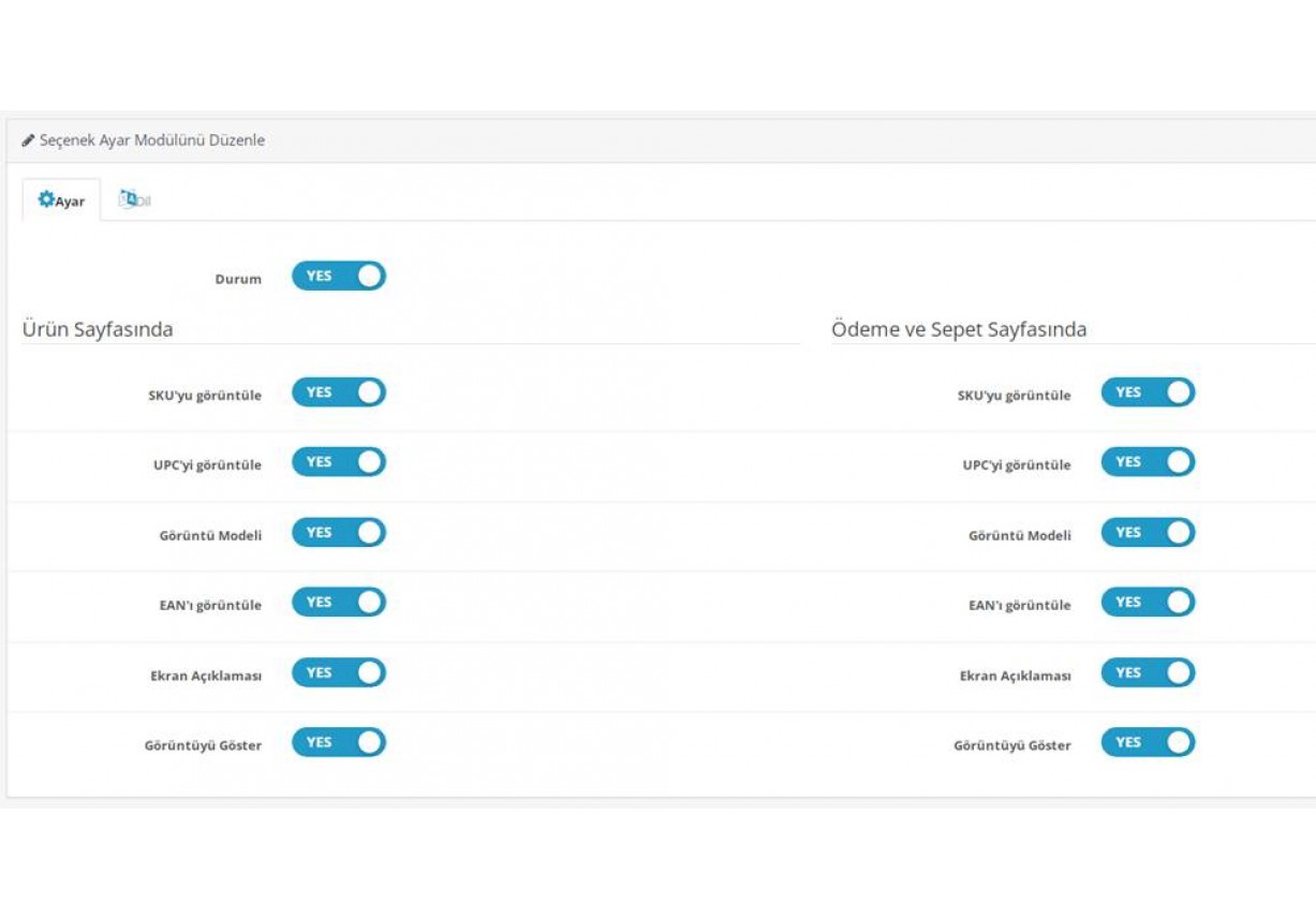 OpenCart Ürün Seçeneği Pro