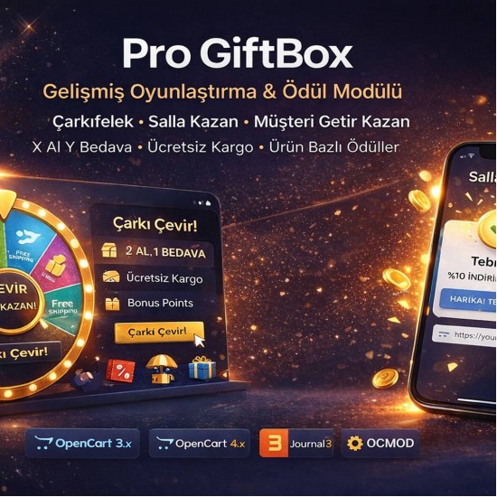 Pro GiftBox – Gelişmiş Çarkıfelek Salla Kazan  Müşteri Getir Kazan Modülü