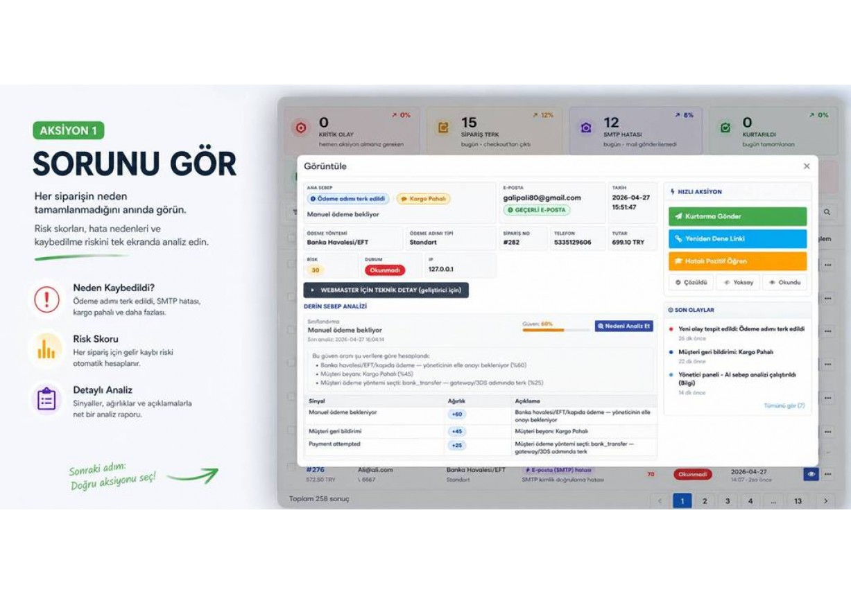 Pro Order Guardian – OpenCart Eksik Sipariş Analiz ve Kurtarma Modülü