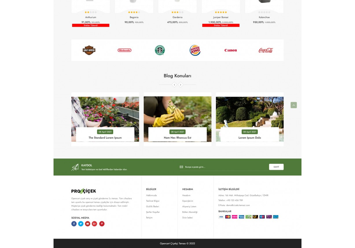 Opencart Çiçekçi Teması 3.0.3.8 Pro