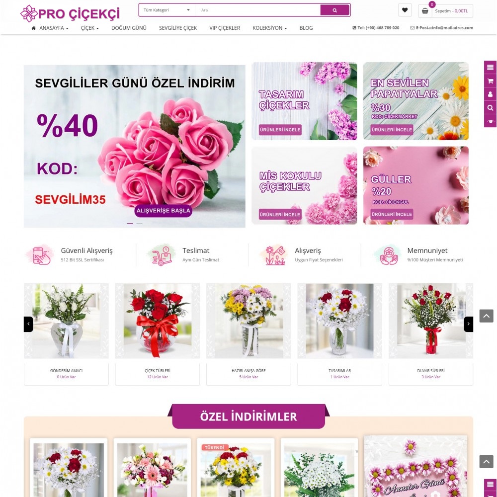 Opencart Çiçekçi Market Satış Teması Opencart Çiçekçi Market Satış Teması