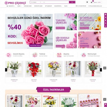 Opencart Çiçekçi Market Satış Teması 