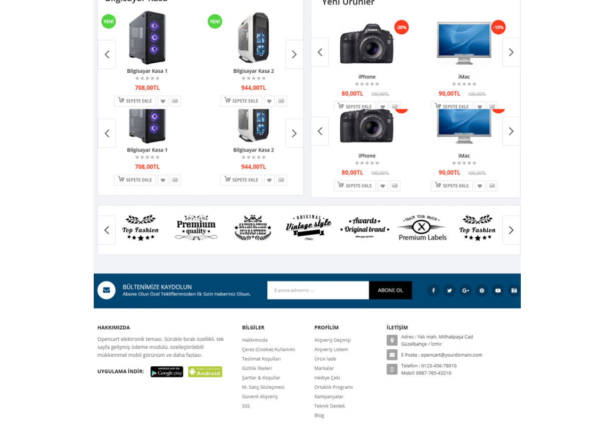 Pro Elektronik Ürünleri Opencart Satış Teması 3.x