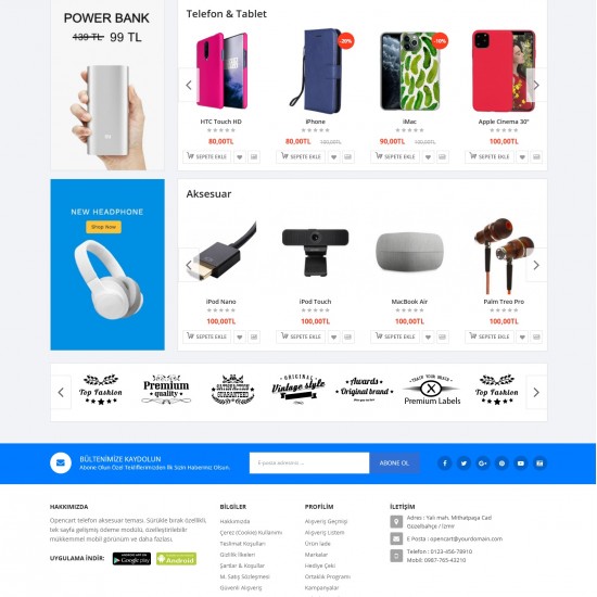 Opencart Telefon Aksesuar Teması 3.x