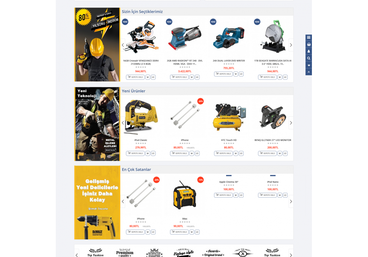 Opencart Oto Yedek Parça Ve Hırdavat Ürünleri 3x Site Teması