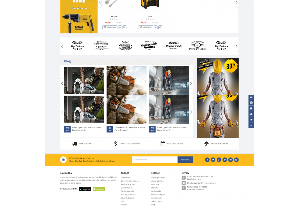 Opencart Oto Yedek Parça Ve Hırdavat Ürünleri 3x Site Teması
