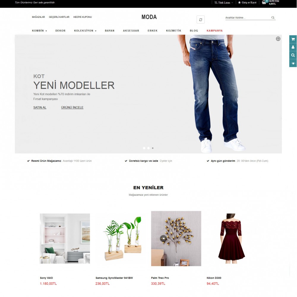 Opencart Moda Teması 3.0.3.3 Versiyon