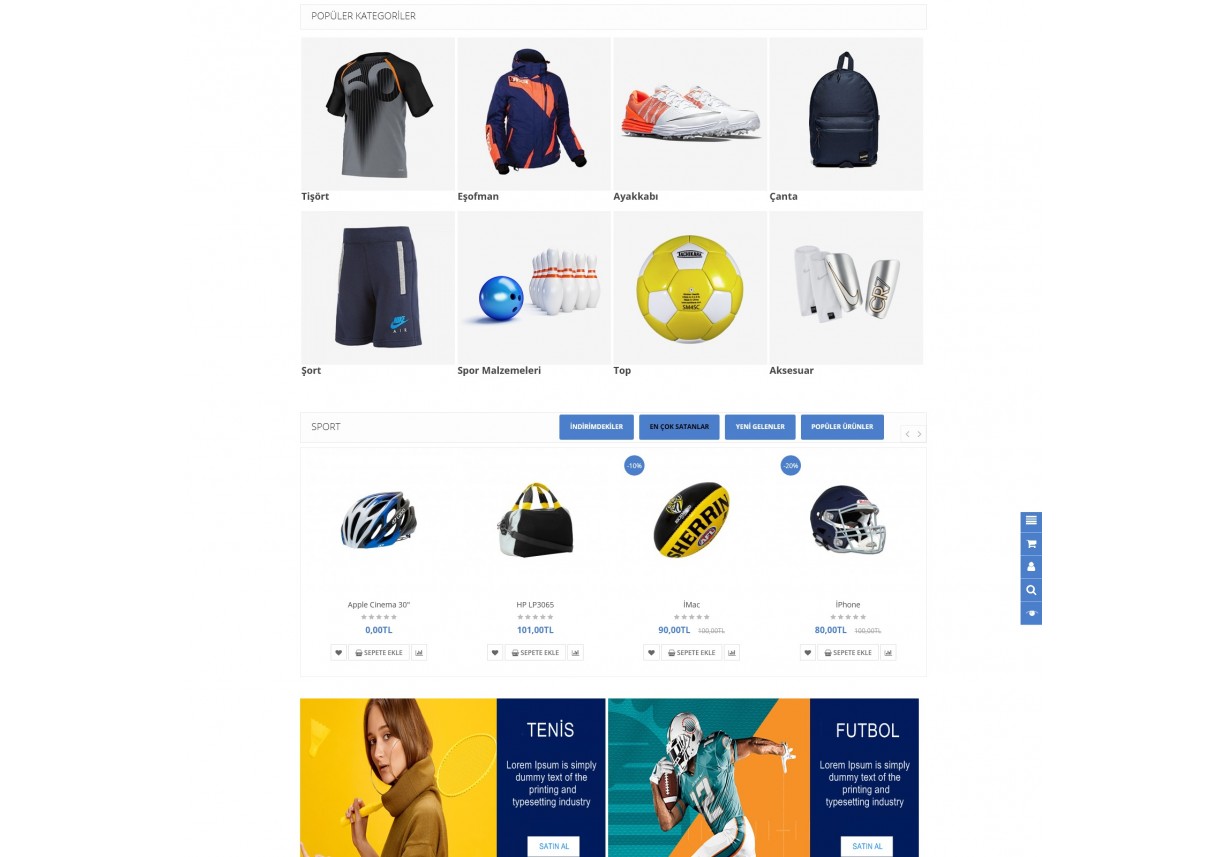 Opencart Spor Ürünleri,Giyim Mağaza Site Teması