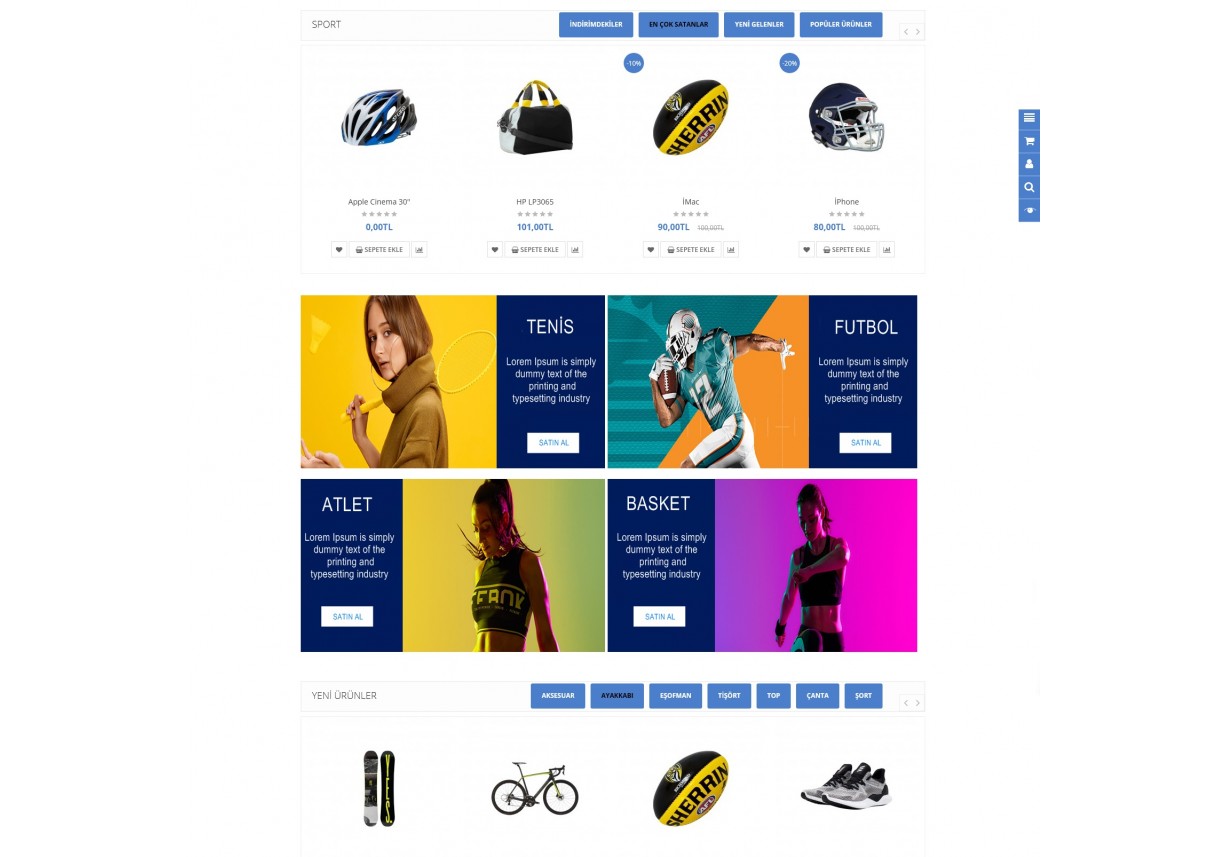 Opencart Spor Ürünleri,Giyim Mağaza Site Teması