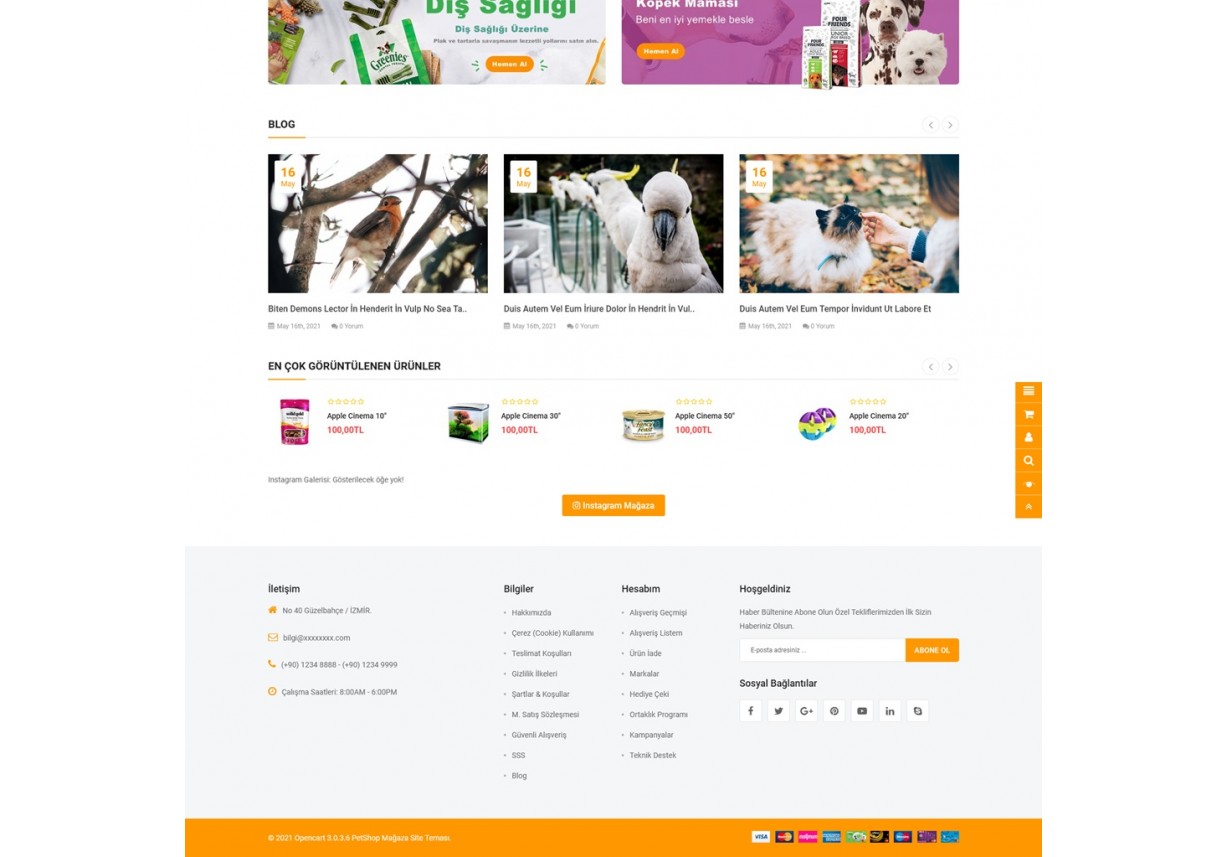 Opencart Petshop Mağaza Site Teması 3.0.3.6